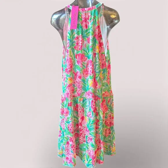 Lilly Pulitzer Women's CAROLANE Swing Dress Resort White Pear Necessities XL - Picture 4 of 7